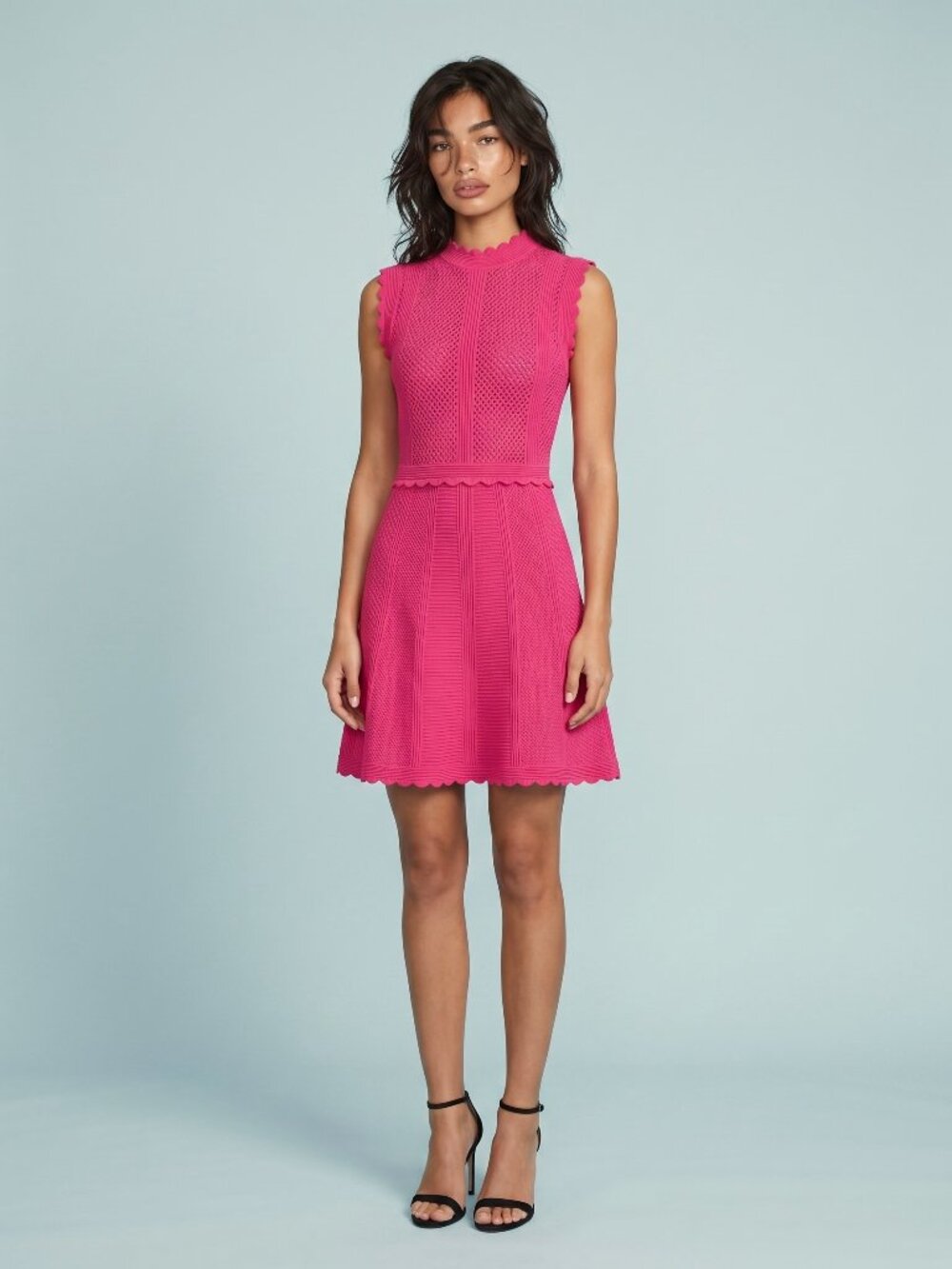 The Kooples Romantic Net Stitch Knit Dress Pink NWT Size XS